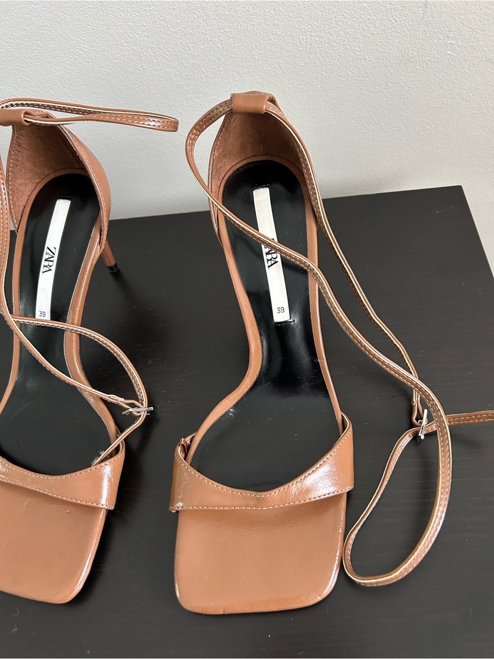 Zara Brown Square-Toe Heel Sandals, Size 39. - Picture 9 of 14